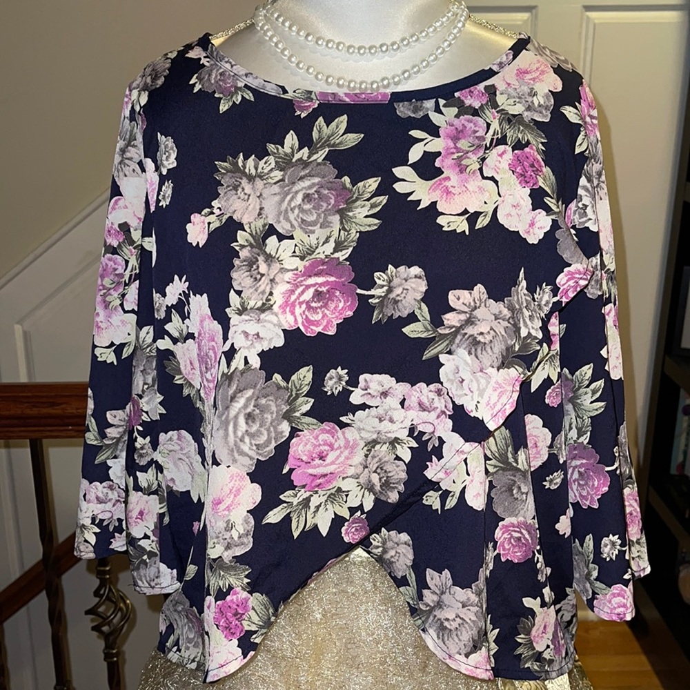 Peach Royal Floral Print Blouse